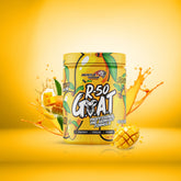 A container of Muscle Garage R-50 Goat Pre-Workout