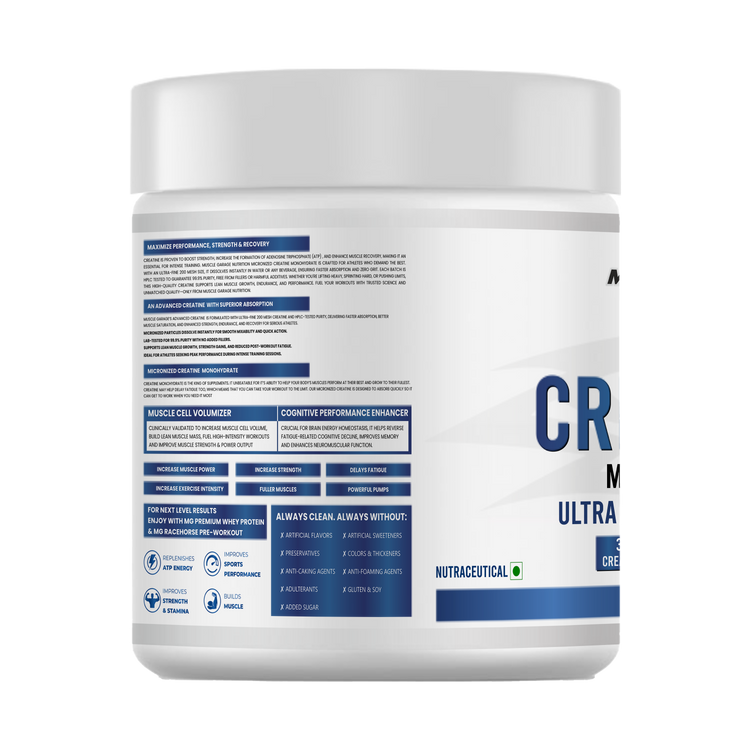 MG Creatine Monohydrate Powder – 250g (Unflavoured) | Ultra Pure HPLC-Tested