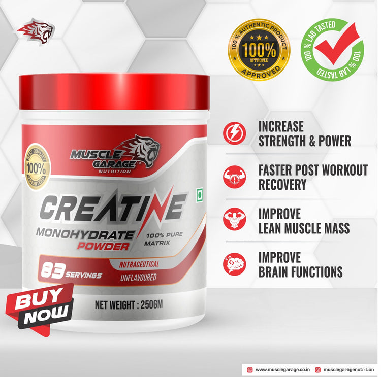 MG CREATINE MONOHYDRATE POWDER (250GM, 83 SERVINGS)