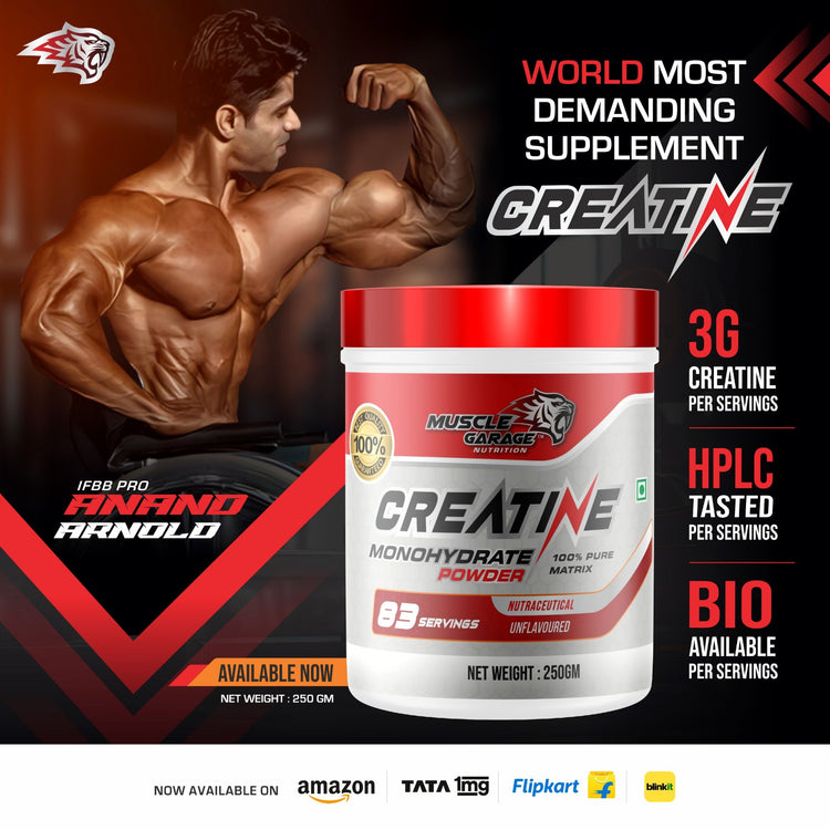 MG CREATINE MONOHYDRATE POWDER (250GM, 83 SERVINGS)