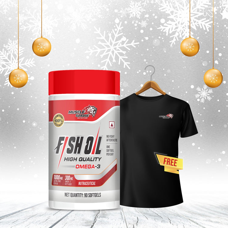 MG Fish Oil High Quality Omega-3, 90 Soft Gels, Free T-Shirt