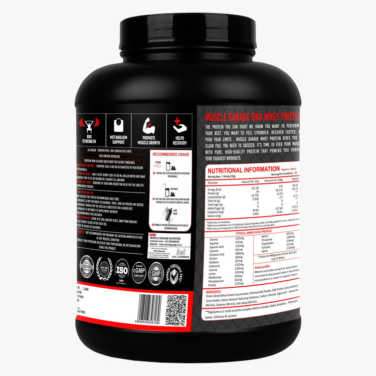 Muscle Garage DNA Whey Ultra-Premium Whey Protein- 70 Servings, 2.24Kg (4.98 Lbs) Get Free Steel Shaker