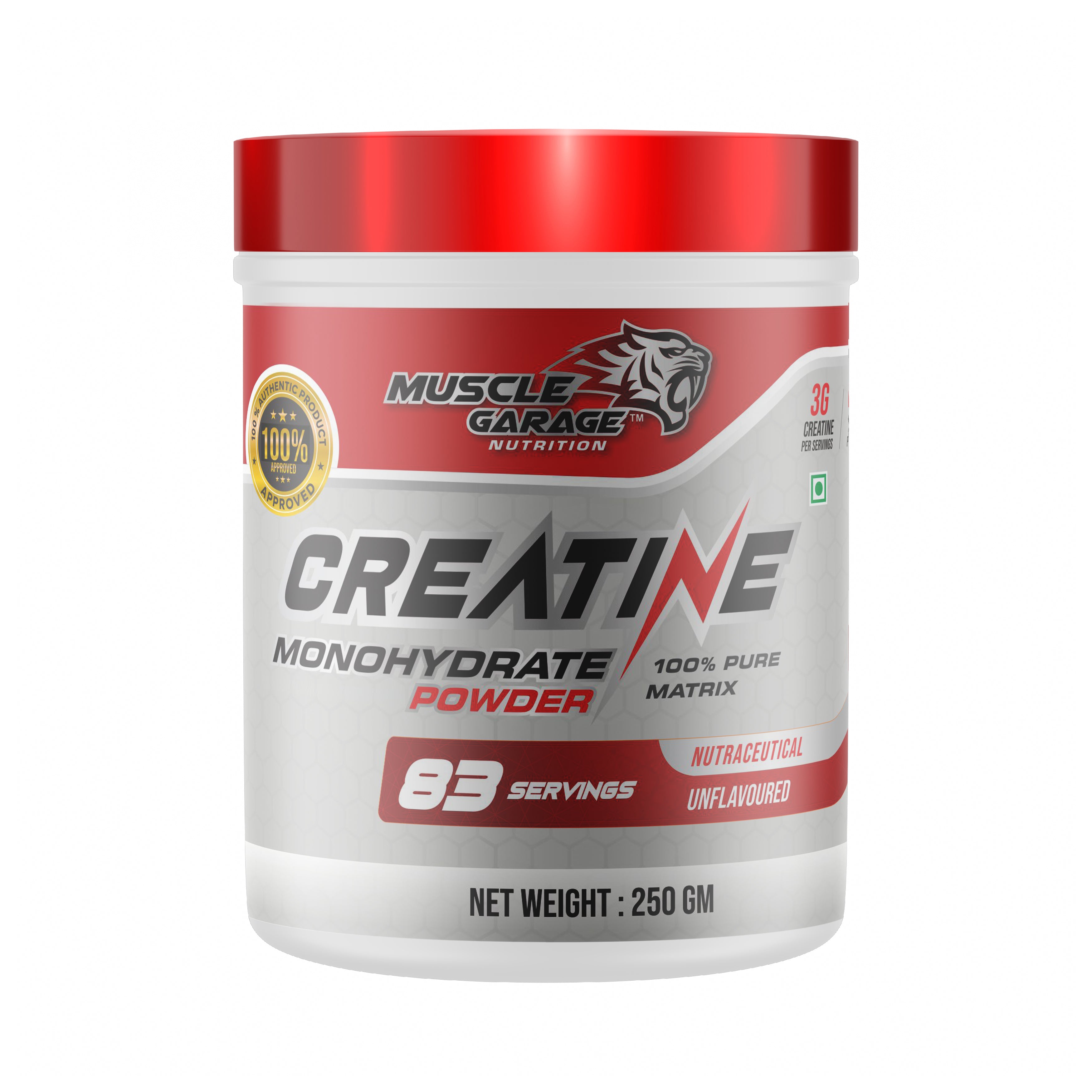 MG CREATINE MONOHYDRATE POWDER (250GM, UNFLAVOURED)