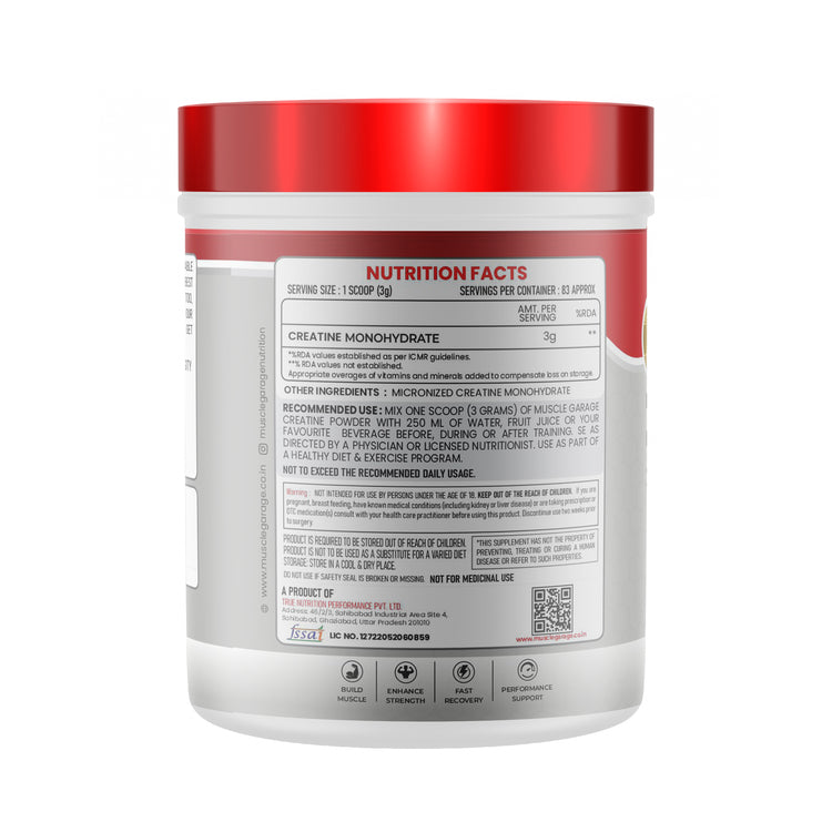 MG CREATINE MONOHYDRATE POWDER (250GM, 83 SERVINGS)